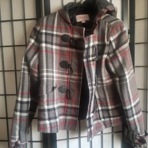 Plaid hooded coat